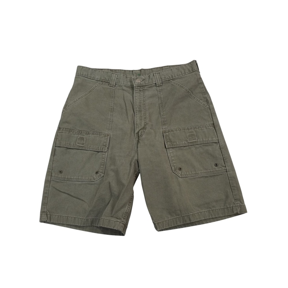 Vtg Wrangler WRG Cargo Shorts Mens 34 Green Canvas Y2K Baggy Skate USA Fabric‎
